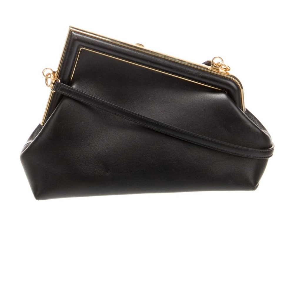 Fendi Black Leather Clutch with Gold Accents - Picture 4 of 5